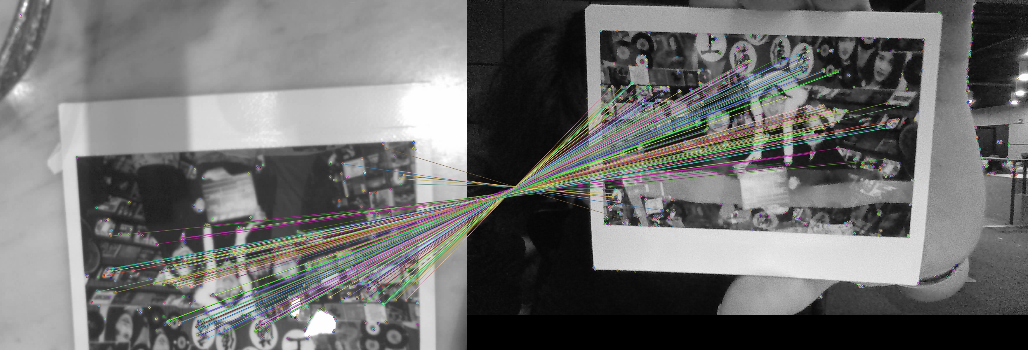 ORB feature matches between physical and digital photo