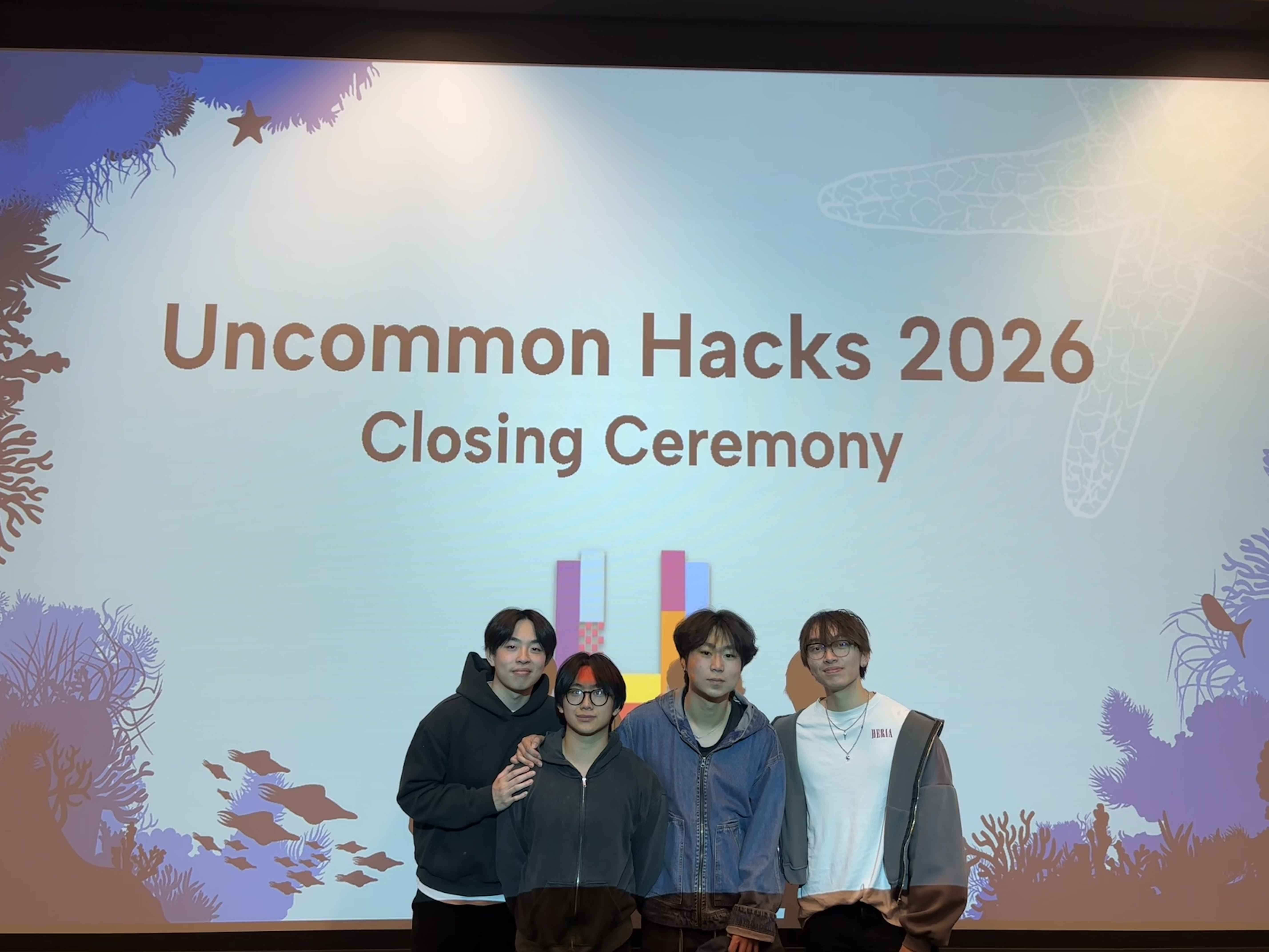 LifeStory team at Uncommon Hacks 2026 Closing Ceremony